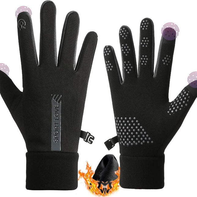 Warm winter gloves - Touchscreen operation - Warm fleece lining, Windproof - Suitable for cycling and driving, Non-slip black