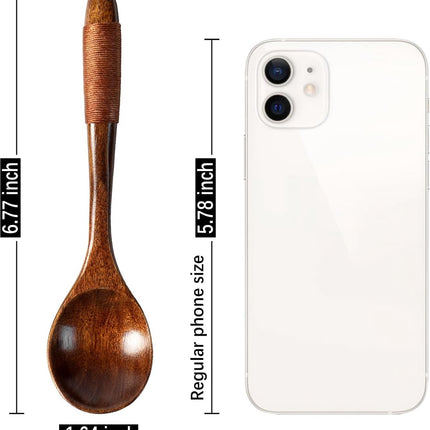 Wooden Spoons - 17cm Bamboo Spoons - Eco-friendly - Versatile Use - Perfect for Honey Jars & Jams (6-piece).
