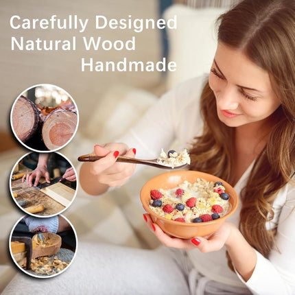 Wooden Spoons - 17cm Bamboo Spoons - Eco-friendly - Versatile Use - Perfect for Honey Jars & Jams (6-piece).