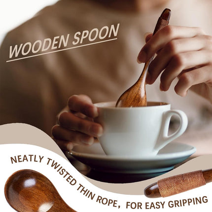 Wooden Spoons - 17cm Bamboo Spoons - Eco-friendly - Versatile Use - Perfect for Honey Jars & Jams (6-piece).
