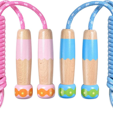 Professional Sports Jump Rope Set of two jump ropes for children - 2.5 meters - adjustable length - with wooden handles - suitable for children from 5 years old (both boys and girls) - for sports and fitness.
