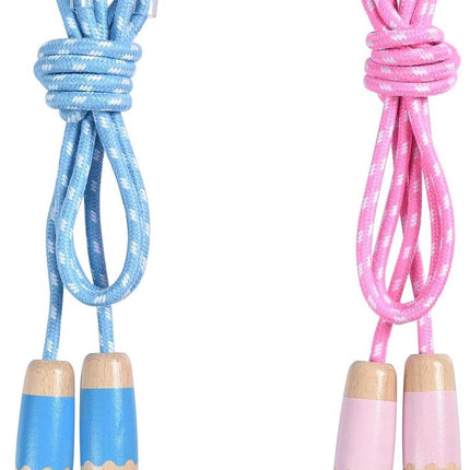 Professional Sports Jump Rope Set of two jump ropes for children - 2.5 meters - adjustable length - with wooden handles - suitable for children from 5 years old (both boys and girls) - for sports and fitness.