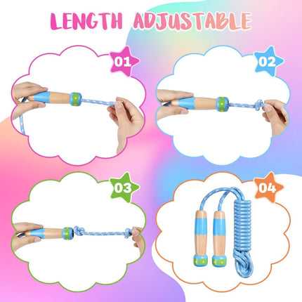 Professional Sports Jump Rope Set of two jump ropes for children - 2.5 meters - adjustable length - with wooden handles - suitable for children from 5 years old (both boys and girls) - for sports and fitness.