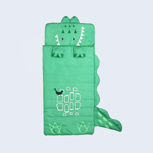 Children's Sleeping Bag 160x60cm – Cartoons, soft warm, green.