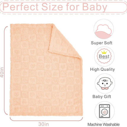Baby  - et with heart motif, ultra-soft, cozy baby  - ets for girls and boys, soft baby and toddler  - ets for newborn babies, gifts for the crib and stroller (76 x 102 cm) (apricot pink).