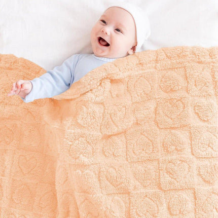 Baby  - et with heart motif, ultra-soft, cozy baby  - ets for girls and boys, soft baby and toddler  - ets for newborn babies, gifts for the crib and stroller (76 x 102 cm) (apricot pink).