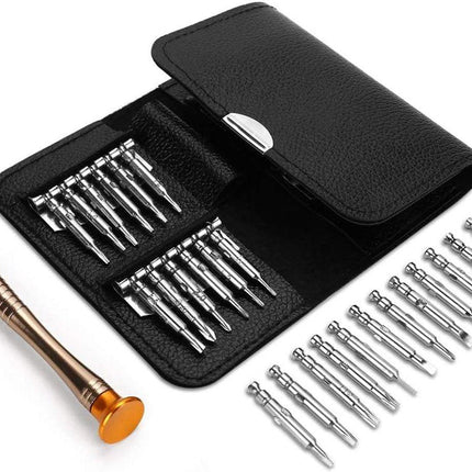 Screwdriver Set - 25-in-1 Repair Kit - Screwdriver Set with Protective Case - Professional Repair Kit for Mobile Phones, Laptops, and Glasses - Includes Torx, Y-, slotted, and triangle screwdrivers..