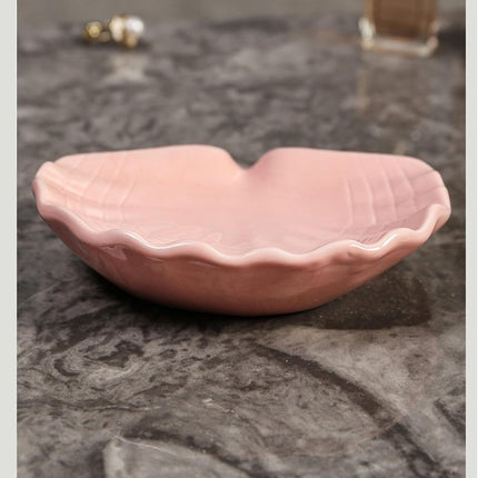 Ceramic Soap Holder - Sea-Shell Soap Tray with Self-Draining - Soap Holder - Soap Box - Small Soap Dish - 1 Piece White.