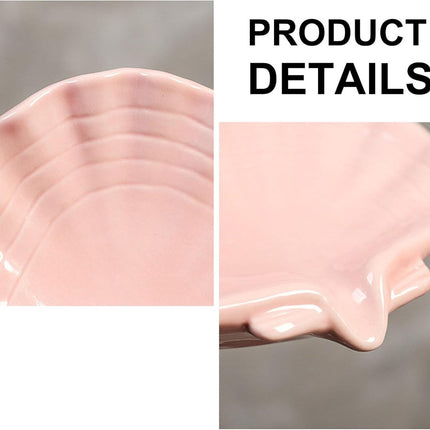 Ceramic Soap Holder - Sea-Shell Soap Tray with Self-Draining - Soap Holder - Soap Box - Small Soap Dish - 1 Piece White.