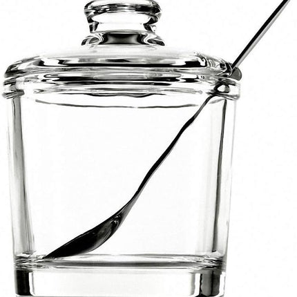 piece Classic clear glass sugar bowl with lid Serving spoon Salt shaker Pepper Storage jar Spice jar Dispenser container Sugar box Condiment Spice racks Home kitchen holder.