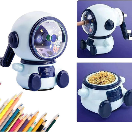 Manual pencil sharpener - Cute child-style stationery with a space theme - durable - easy to use - suitable for school, office, and home..