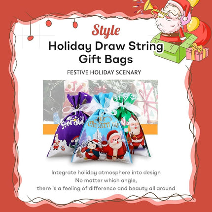 30 Pieces Christmas Bags - Christmas Gift Pouches - Christmas Gift Bags with Drawstring - 2026 New Foil Gift Bags - Holiday Gift Package with Drawstring, Decorative Gift - For the Holidays.