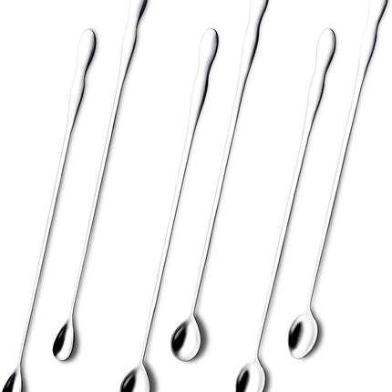 Coffee spoons - Iced tea spoons - Long-handled spoons - Stirring spoons for coffee, ice cream, and cocktails - Stainless steel stirrers - 32 cm dessert spoons (6-pack).