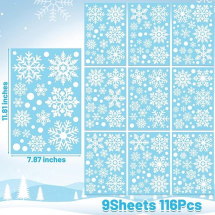 Reusable Christmas Window Stickers - Christmas Window Stickers - Christmas Window Stickers - Christmas Window Decoration - 116 stickers for the holidays, including 9 snowflake stickers - Suitable for winter interior decorations - Festive home decoration.