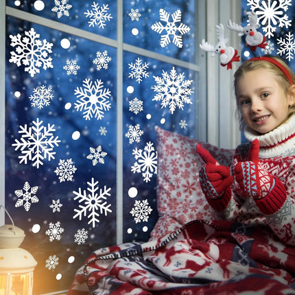 Reusable Christmas Window Stickers - Christmas Window Stickers - Christmas Window Stickers - Christmas Window Decoration - 116 stickers for the holidays, including 9 snowflake stickers - Suitable for winter interior decorations - Festive home decoration.