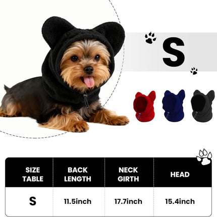 Dog emergency winter cone with ear protection, fleece neck warmer for dogs, (black, S).