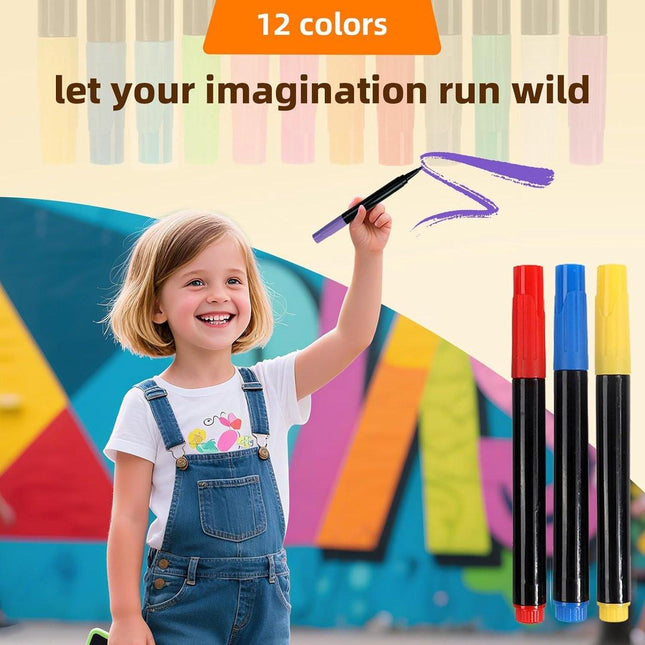12-Color Highlighters - For Colored LED Notice Boards - Fluorescent Ink Design - Erasable Markers For LED Writing Boards - The Best Gift For Children.