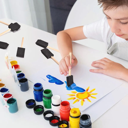 Foam paint brushes - 8 pieces, 4 cm wide - Sponge brushes for smooth painting - For staining and craft projects.
