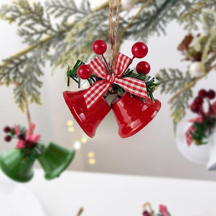 18 pieces red Christmas bell ornaments - hanging tree ornaments metal bell hangers - Christmas holiday decoration.