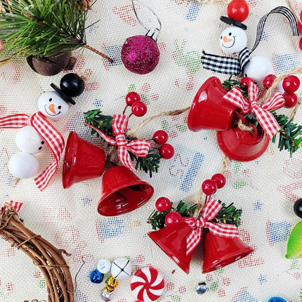 18 pieces red Christmas bell ornaments - hanging tree ornaments metal bell hangers - Christmas holiday decoration.