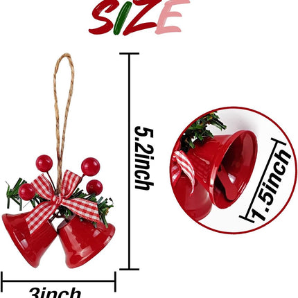 18 pieces red Christmas bell ornaments - hanging tree ornaments metal bell hangers - Christmas holiday decoration.