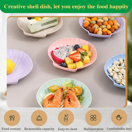 shell-shaped dessert plates - reusable 15 cm plastic plates - for appetizers, wedding cakes, and salads - ideal for travel, picnics, and parties (pink).