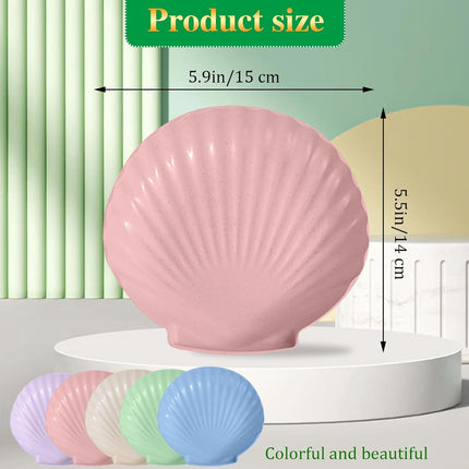 shell-shaped dessert plates - reusable 15 cm plastic plates - for appetizers, wedding cakes, and salads - ideal for travel, picnics, and parties (pink).
