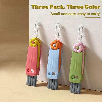 3-in-1 cleaning brush for cup lids, 3-in-1 multifunctional cleaning brush, portable bottle lid cleaner, tight spaces, cup, portable cup lid cleaner with brush, 3 pieces.