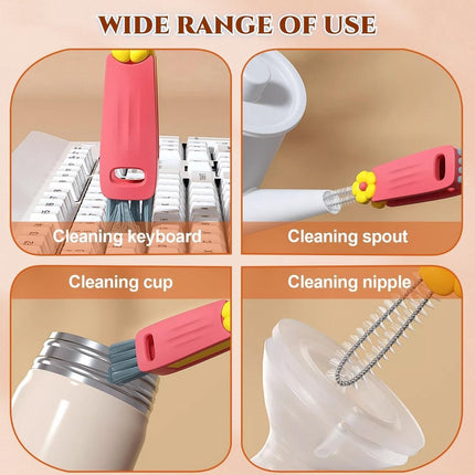 3-in-1 cleaning brush for cup lids, 3-in-1 multifunctional cleaning brush, portable bottle lid cleaner, tight spaces, cup, portable cup lid cleaner with brush, 3 pieces.