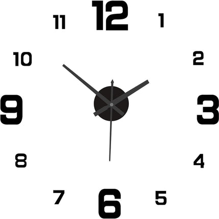 Frameless Wall Clock - Modern 3D DIY - Large Display for Clear Reading - Easy to Stick - Modern Living Room Decor.