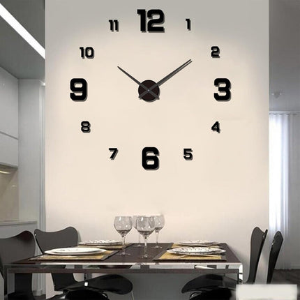 Frameless Wall Clock - Modern 3D DIY - Large Display for Clear Reading - Easy to Stick - Modern Living Room Decor.