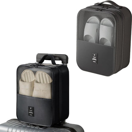 2 shoe storage bags - for travel and daily organization - suitable for 3 pairs of shoes - portable and compact shoe organizer for luggage (black).