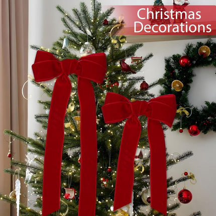 Red Velvet Ribbon – 2.5cm×22.5m, for gifts/Christmas decorations.