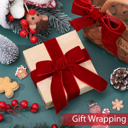 Red Velvet Ribbon – 2.5cm×22.5m, for gifts/Christmas decorations.