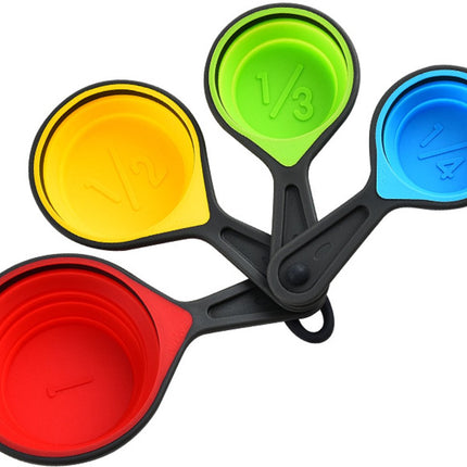 Foldable silicone measuring cups - 60 ml/80 ml/125 ml/250 ml - Set of 4 kitchen measuring instruments (4 colors).