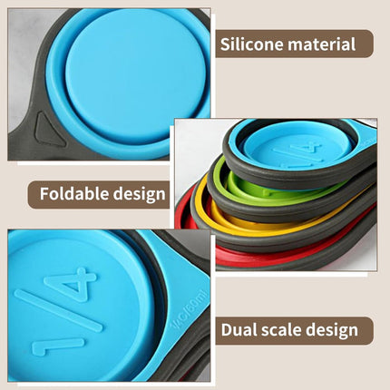 Foldable silicone measuring cups - 60 ml/80 ml/125 ml/250 ml - Set of 4 kitchen measuring instruments (4 colors).
