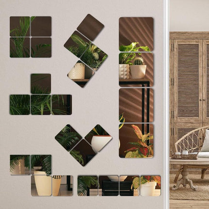 pieces unbreakable Wall Mirror - self-adhesive wallpaper - 30x30 cm, toddlers & children.