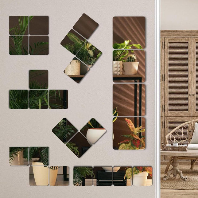 pieces unbreakable Wall Mirror - self-adhesive wallpaper - 30x30 cm, toddlers & children.