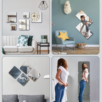 pieces unbreakable Wall Mirror - self-adhesive wallpaper - 30x30 cm, toddlers & children.