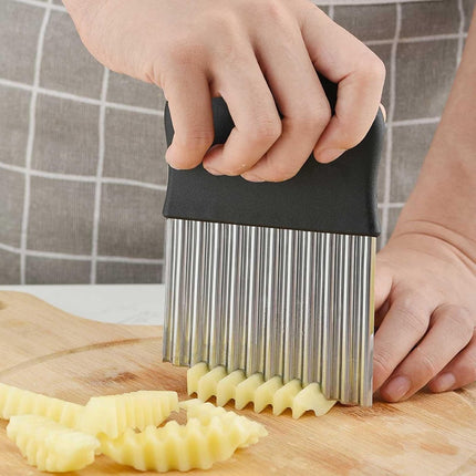 Vegetable knife - Stainless steel - Serrated blade - Potato chip cutter - Fruit and vegetable cutter - Kitchen tool.