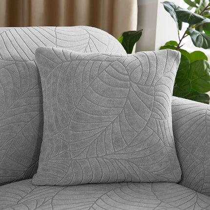Waterproof cushion cover 45x45 - set of 2 cushion covers - Light grey jacquard leaf pattern.