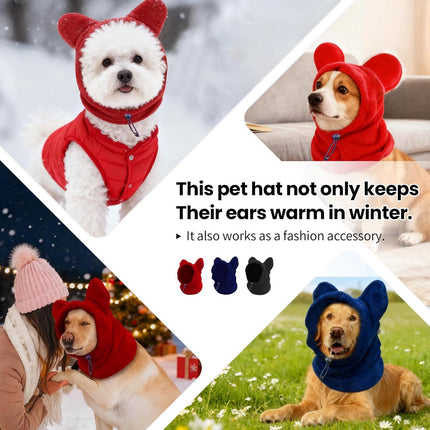 Dog emergency winter cone with ear protection, fleece neck warmer for dogs, (black, L).