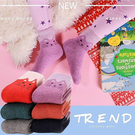Kids' hiking socks - suitable for toddlers, boys and girls - warm and thick - mid-calf boot socks - comfortable and thick - 6 pairs per pack - gift socks.