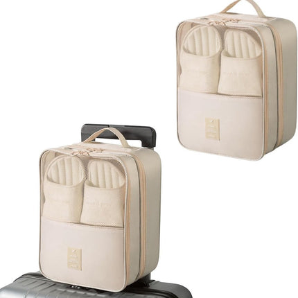 2 shoe storage bags - for travel and daily organization - suitable for 3 pairs of shoes - portable and compact shoe organizer for luggage (off-white).
