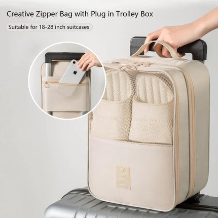 2 shoe storage bags - for travel and daily organization - suitable for 3 pairs of shoes - portable and compact shoe organizer for luggage (off-white).