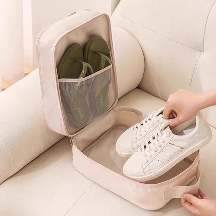 2 shoe storage bags - for travel and daily organization - suitable for 3 pairs of shoes - portable and compact shoe organizer for luggage (off-white).