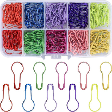 300 Pear-shaped safety pins - 10 colors available - Gourd-shaped metal pins - Pumpkin pins - Pear-shaped safety pins - Sewing markers - Line markers - Suitable for crochet, knitting, and DIY crafts.