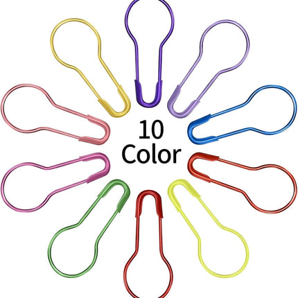 300 Pear-shaped safety pins - 10 colors available - Gourd-shaped metal pins - Pumpkin pins - Pear-shaped safety pins - Sewing markers - Line markers - Suitable for crochet, knitting, and DIY crafts.