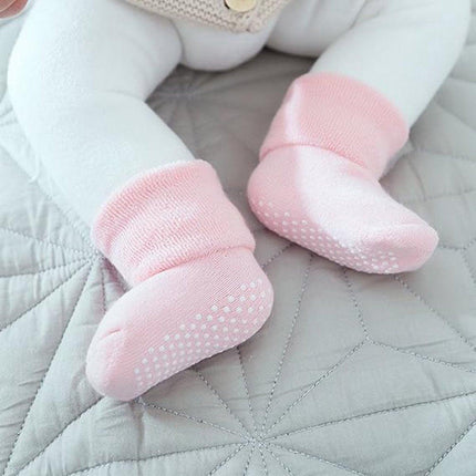 Baby-toddler-children ankle socks with grip, unisex warm thick cotton winter socks 0-10 years, 6-pack M 12-14cm.