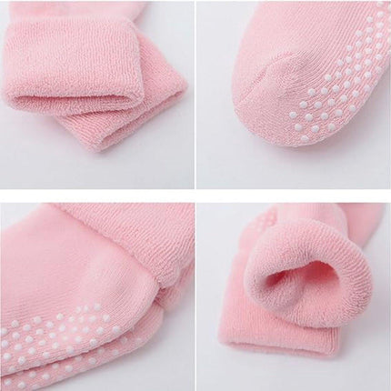 Baby-toddler-children ankle socks with grip, unisex warm thick cotton winter socks 0-10 years, 6-pack M 12-14cm.